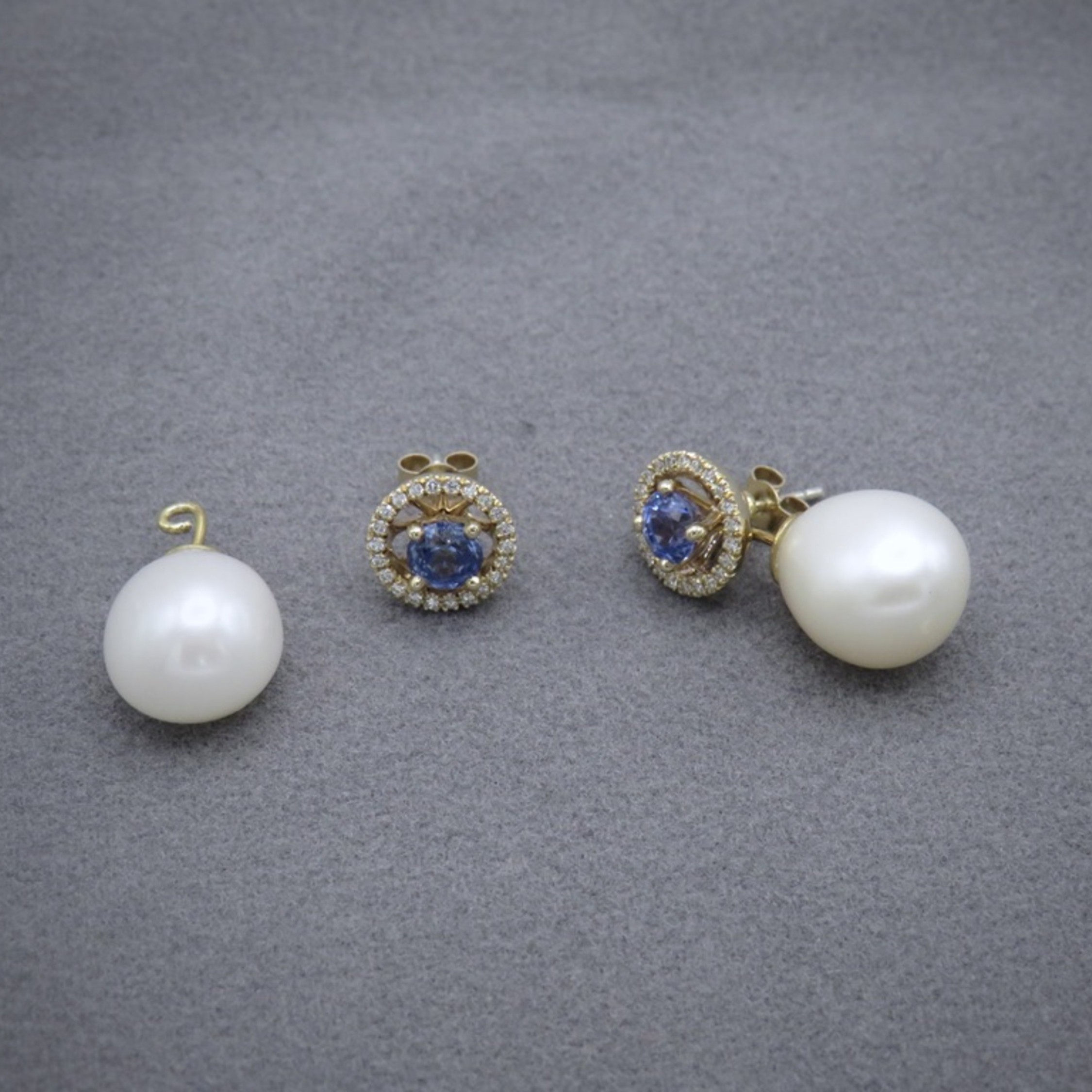 Sapphire, diamond and Pearl earrings