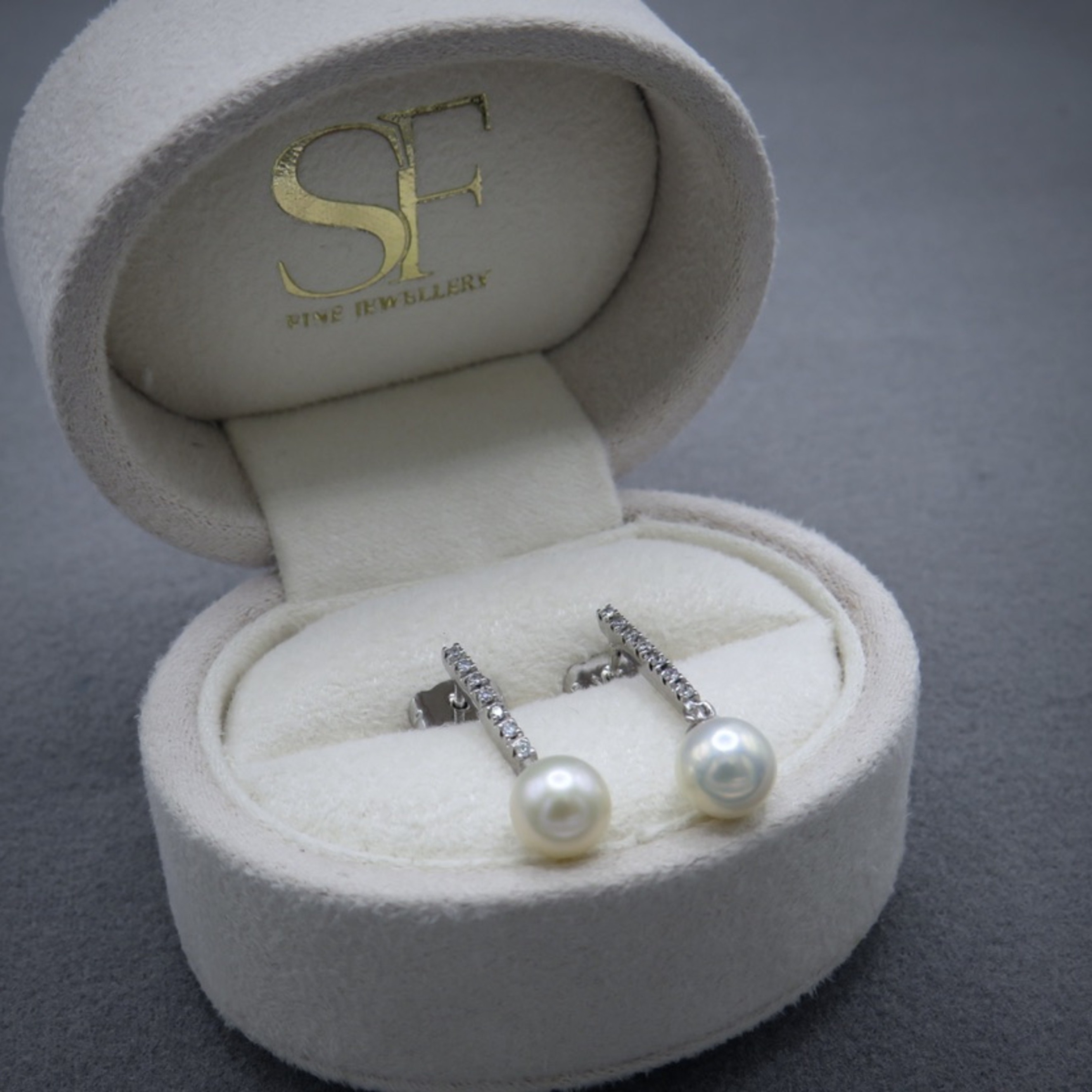 Pearl and Diamond drop earrings