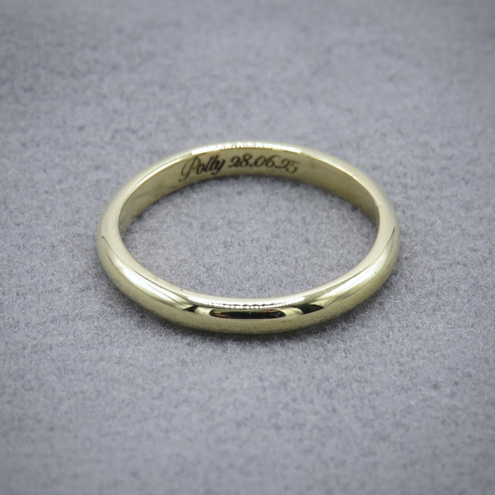Palin gold wedding band engraved