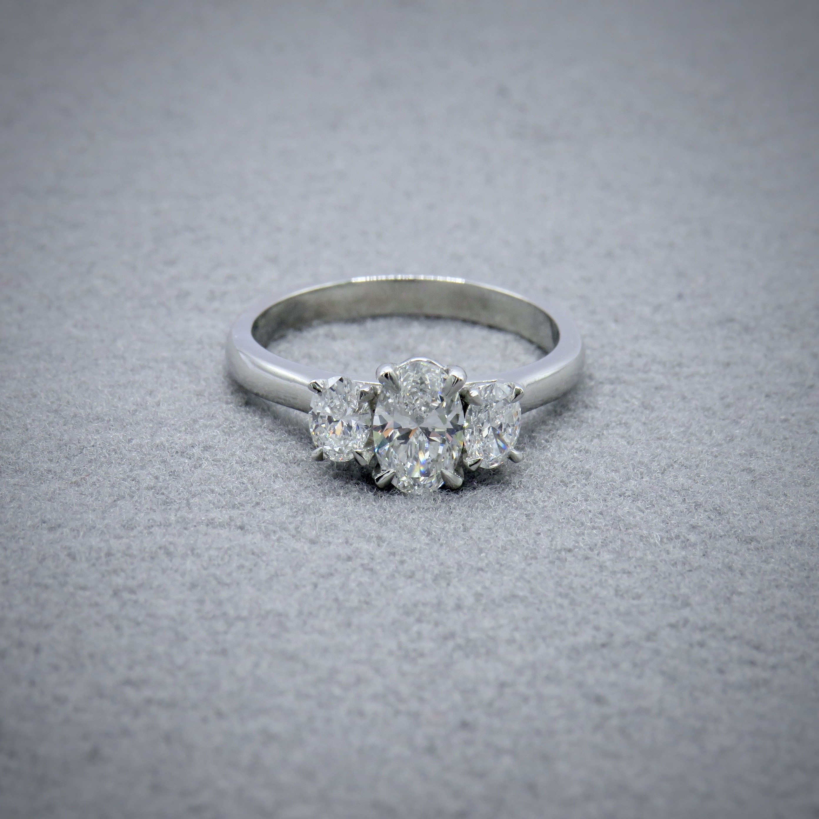 Trilogy diamond oval ring in platinum